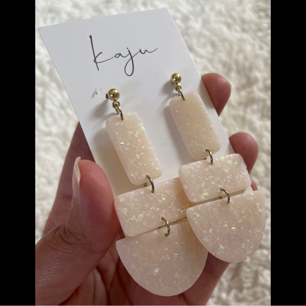 Opal Geometric Dangle Earrings